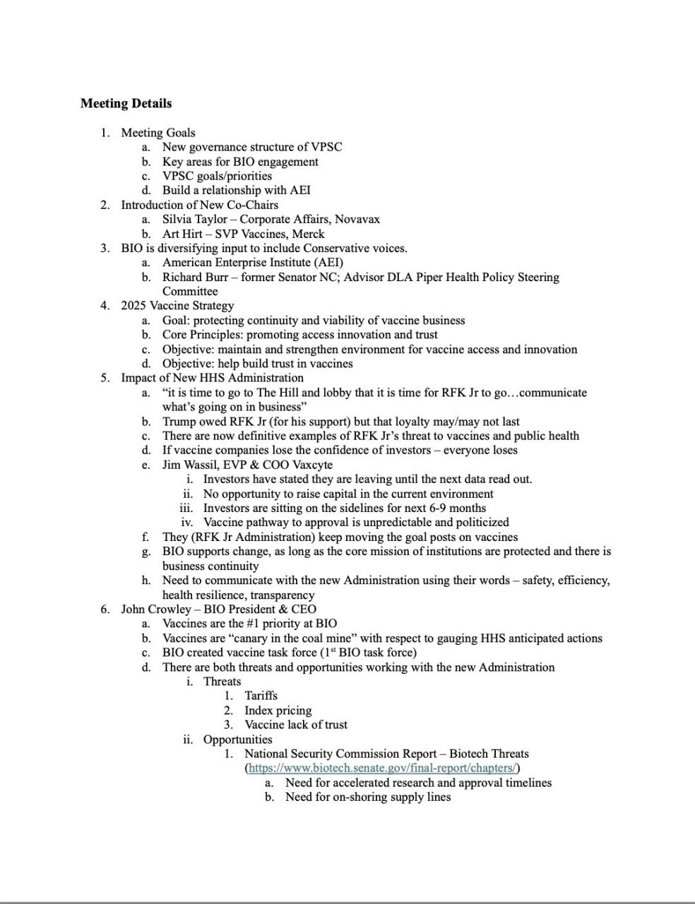 Second Page Bio Vaccine Policy Steering committee